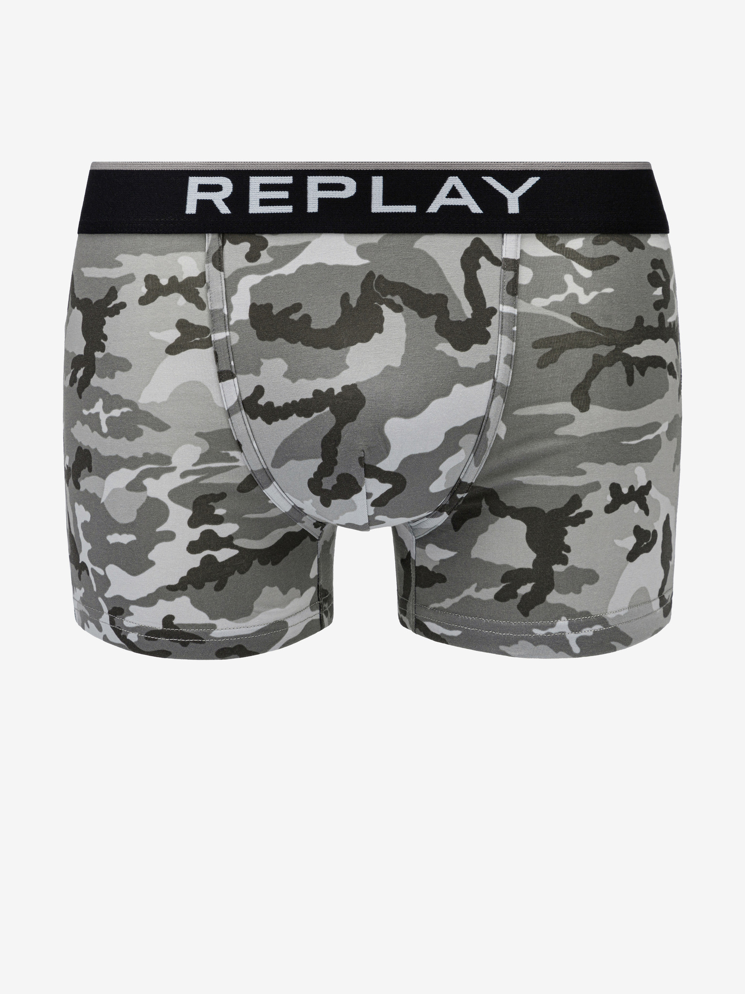 Obrázok Boxerky v štýle boxeriek 8 Cuff Logo&Camouflage 2Pcs Box - Black/Camoufl Grey Replay