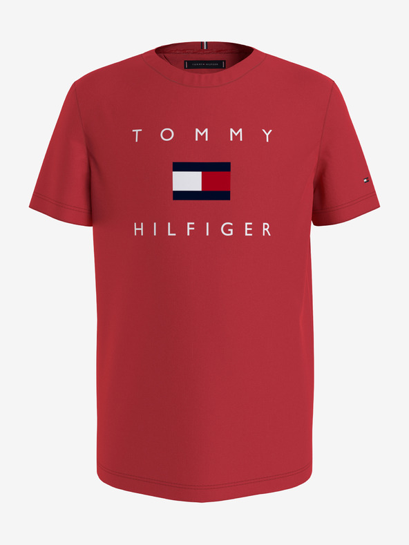 Deti Tričká - Detské bavlnené tričko Tommy Hilfiger červená farba, s potlačou