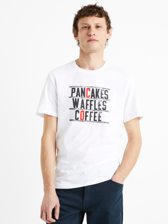 Дрехи > Тениски и потници > Тениски с къси ръкави Celio Depancake T-shirt Byal