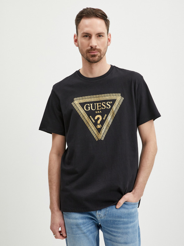 Дрехи > Тениски и потници > Тениски с къси ръкави Guess Chain Logo T-shirt Cheren
