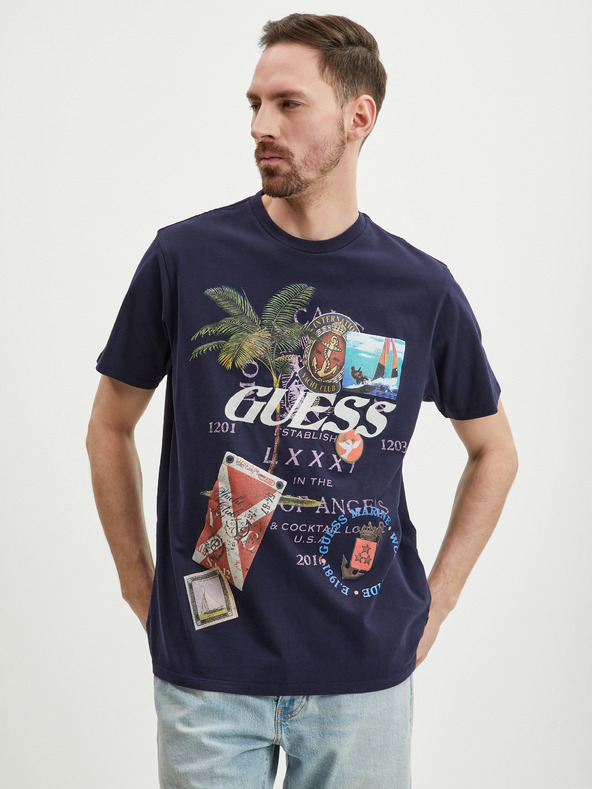 Дрехи > Тениски и потници > Тениски с къси ръкави Guess Nautica Collage T-shirt Sin