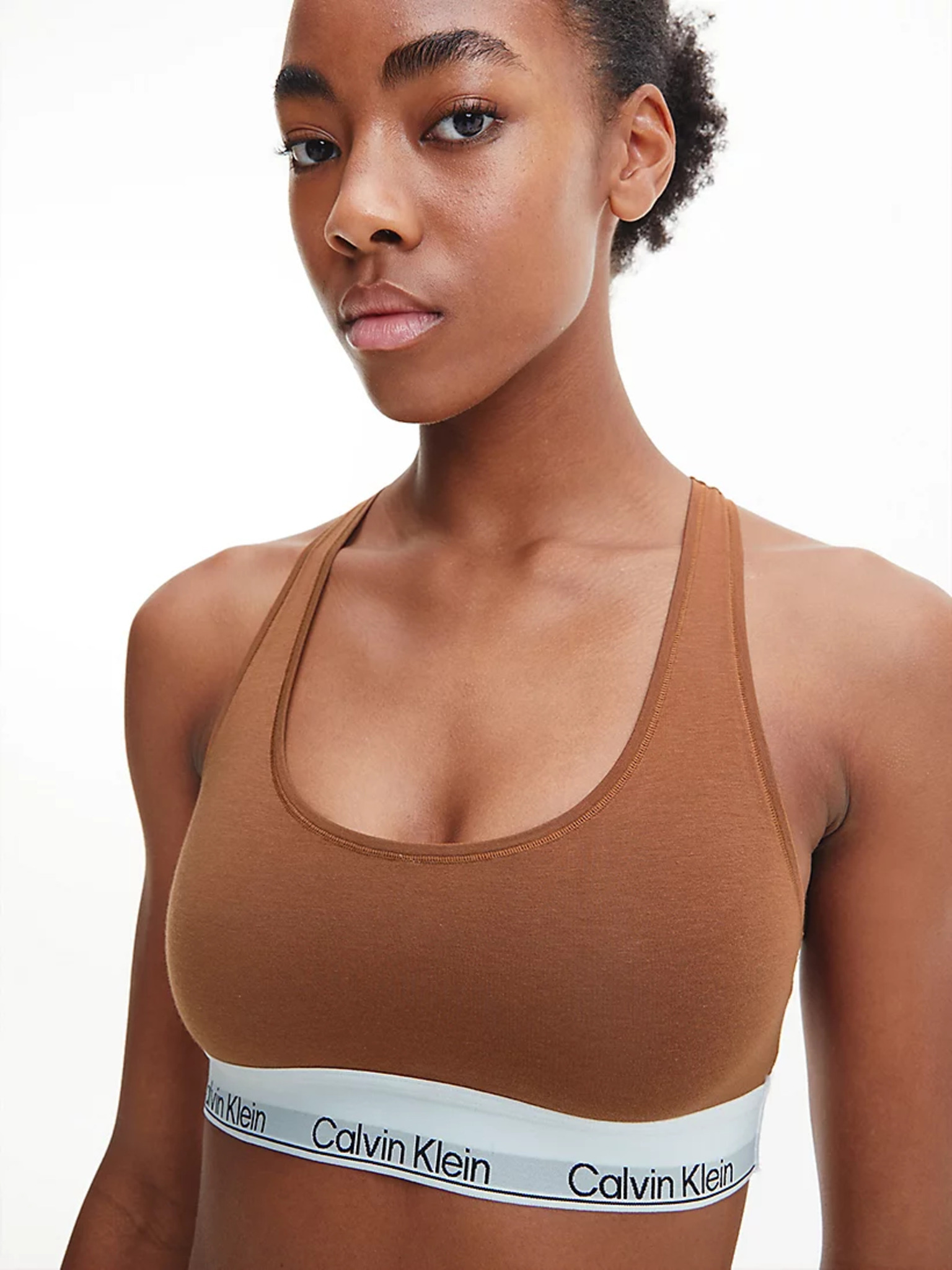 Buy Calvin Klein women textured non padded sports bra beige Online