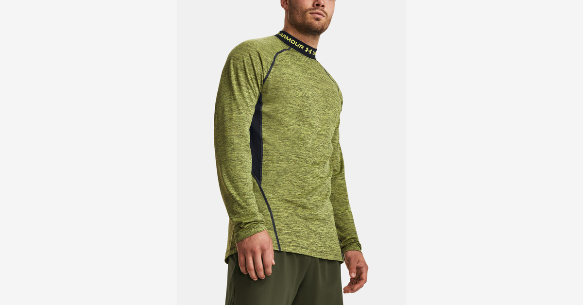 UNDER ARMOUR Men's Training ColdGear® Armour Twist Mock Neck Long Sleeve  Top - Yellow