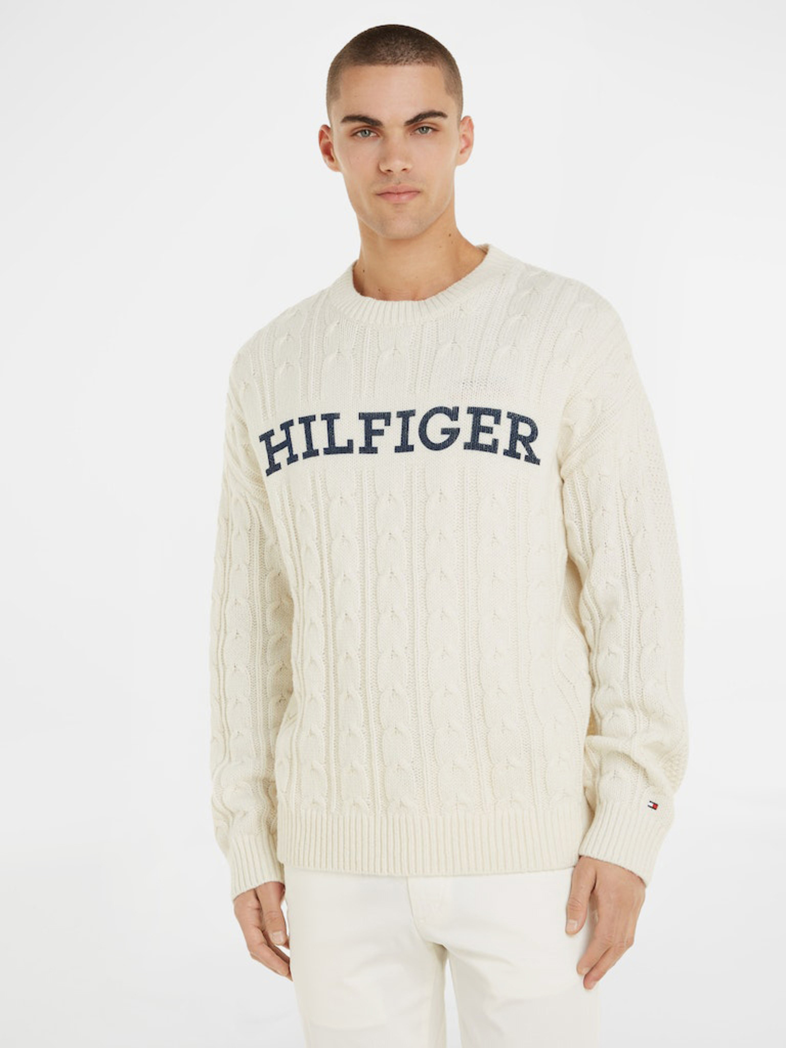 Cable Monotype Crew Neck Svetr Tommy Hilfiger