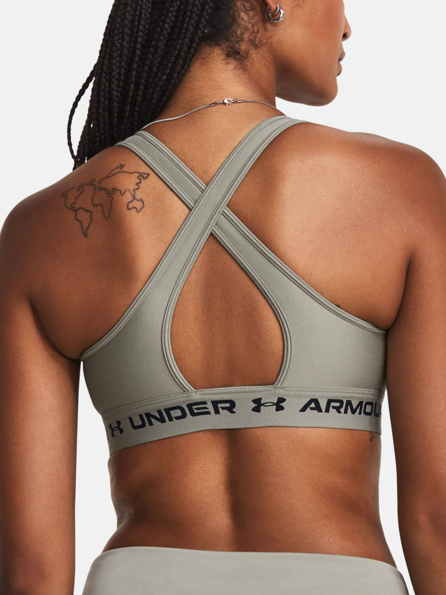 Under Armour Women's Mid Crossback Metallic Print Sports Bra, Bras, Clothing & Accessories