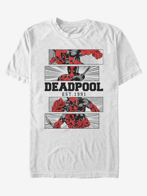 Levně ZOOT.Fan Marvel Deadpool 4 Panel 2 Tone Triko Bílá