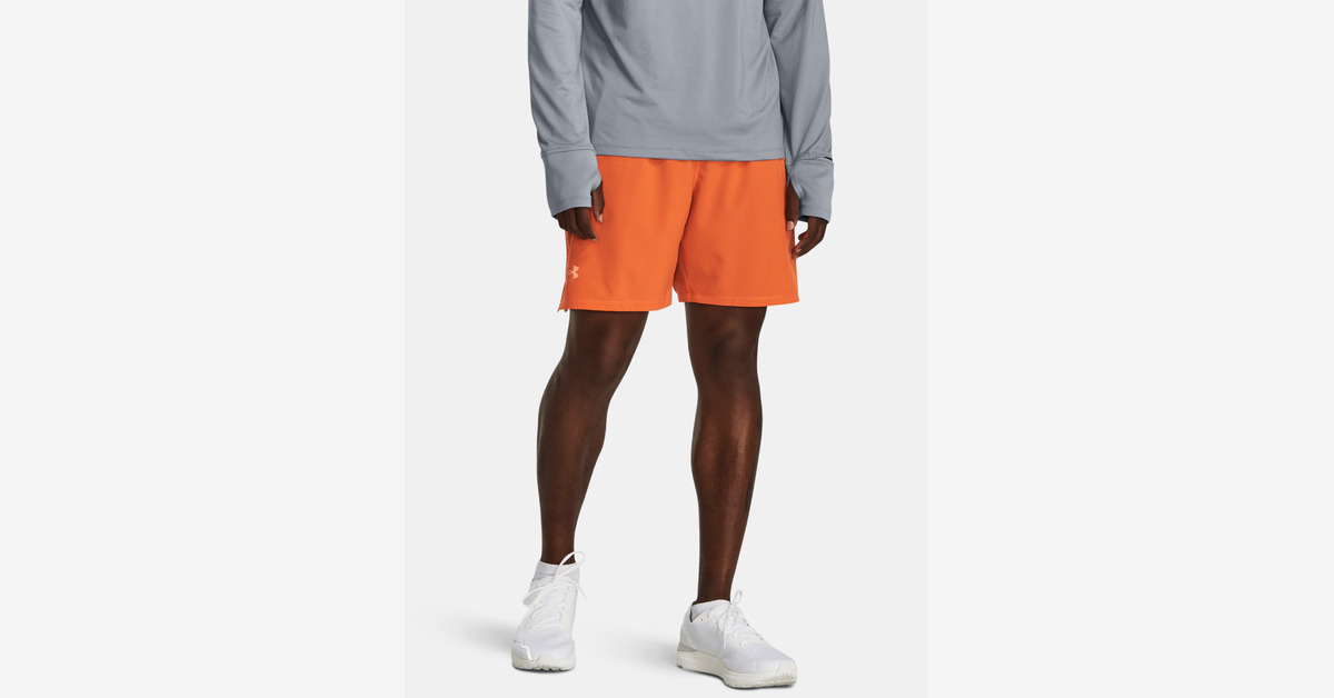 Mens sports shorts Under Armour SPEEDPOCKET 7'' SHORT orange