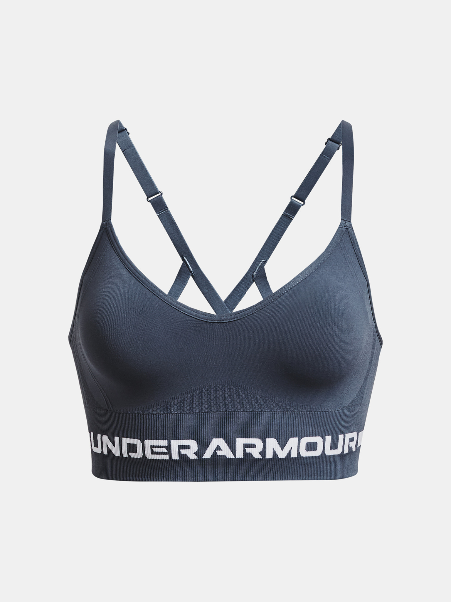Under Armour seamless low long Heather sports bra in blue