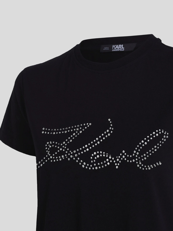 Karl Lagerfeld Rhinestone Logo T-shirt Negro