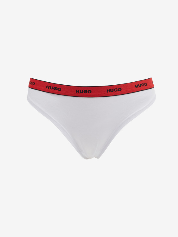 HUGO Triplet Thong Stripe Briefs 3 Piece Blanco