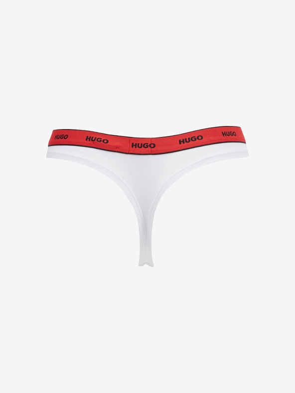 HUGO Triplet Thong Stripe Briefs 3 Piece Blanco