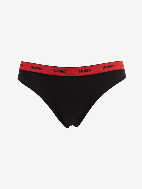 HUGO Triplet Thong Stripe Briefs 3 Piece Blanco