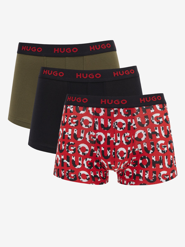 HUGO Triplet Design 3-pack Bokserice crna