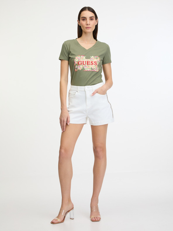 Guess Logo Flowers T-shirt Verde