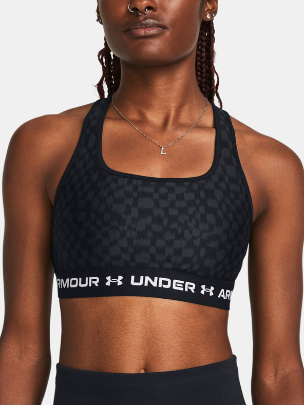 Under Armour Crossback Mid Print Sportovní podprsenka Černá