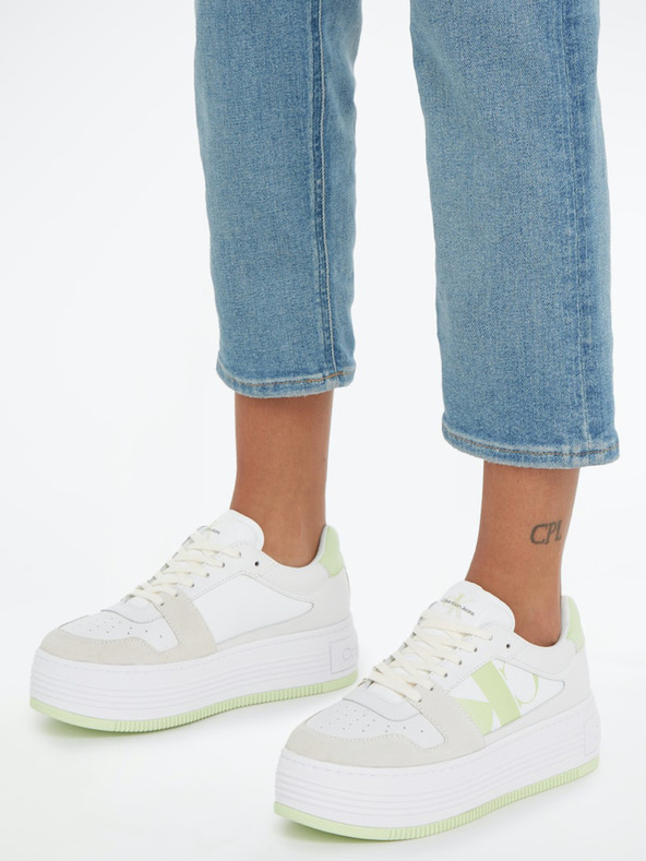 Calvin Klein Bold Flatf Low Lace Mix Sneakers Blanco