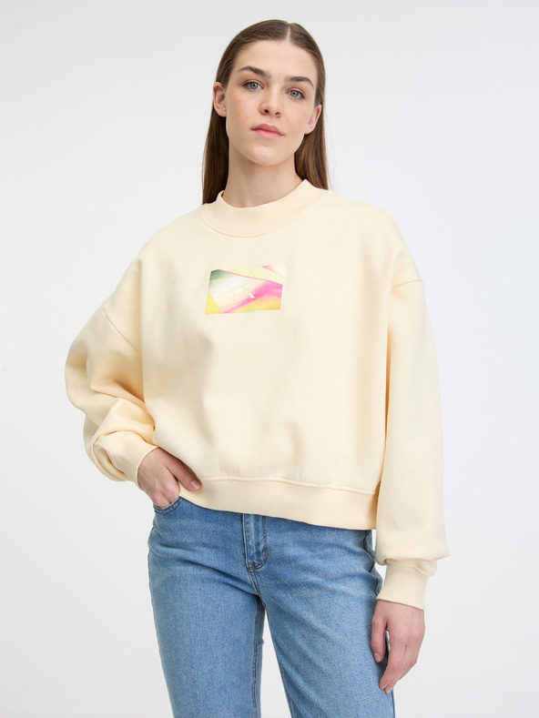 Calvin Klein Jeans Illuminated Box Logo Crew Neck Sweatshirt Amarillo