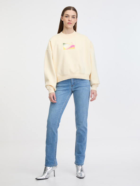 Calvin Klein Jeans Illuminated Box Logo Crew Neck Sweatshirt Amarillo