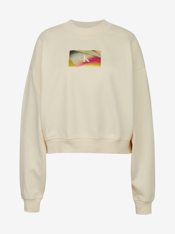 Calvin Klein Jeans Illuminated Box Logo Crew Neck Sweatshirt Amarillo