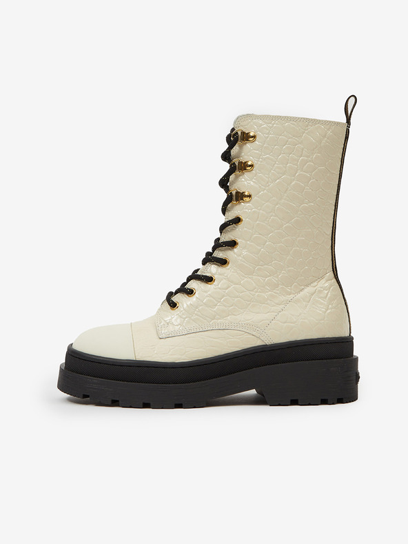 Scotch & Soda Aubri Mid Boot Off White Croco Ankle Boots Blanco