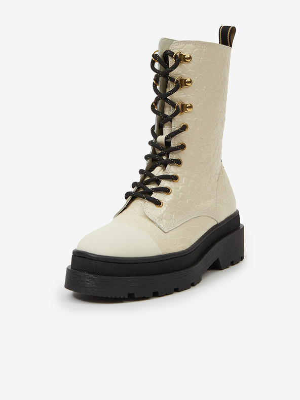 Scotch & Soda Aubri Mid Boot Off White Croco Ankle Boots Blanco