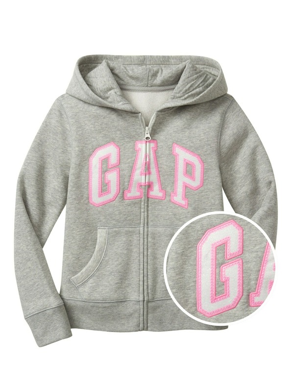 GAP Logo Zip Hoodie Sweatshirt Gris