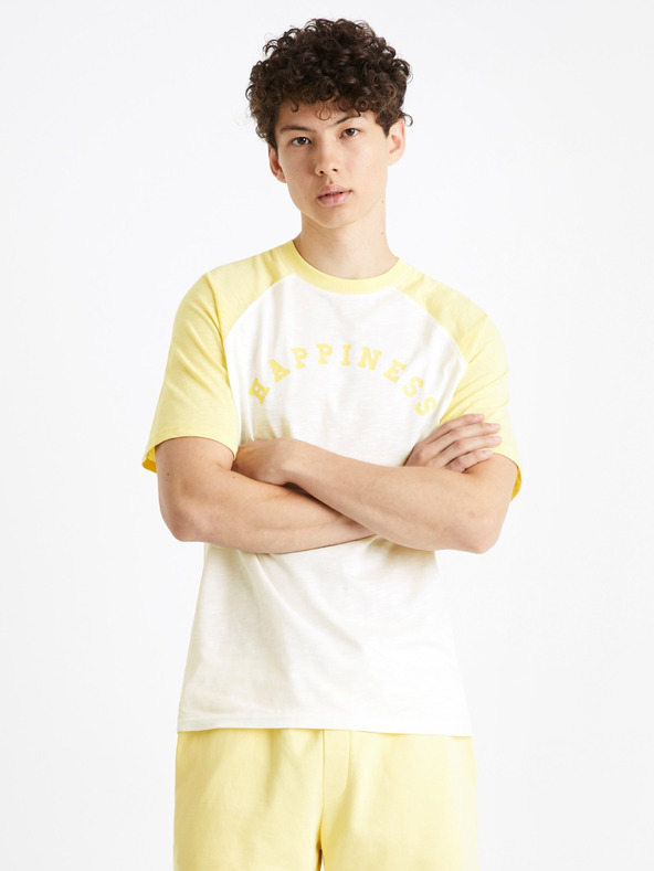 Celio Ceraglan Happiness T-shirt Blanco