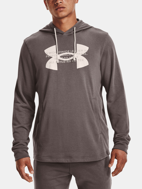 Under Armour UA Rival Terry Logo Hoodie Mikina Hnědá