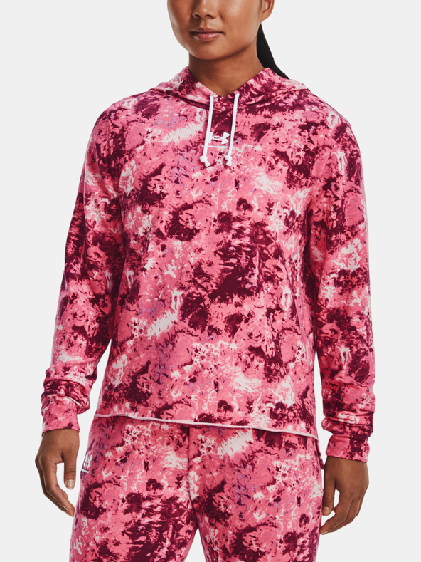 Under Armour Rival Terry Print Hoodie Mikina Růžová