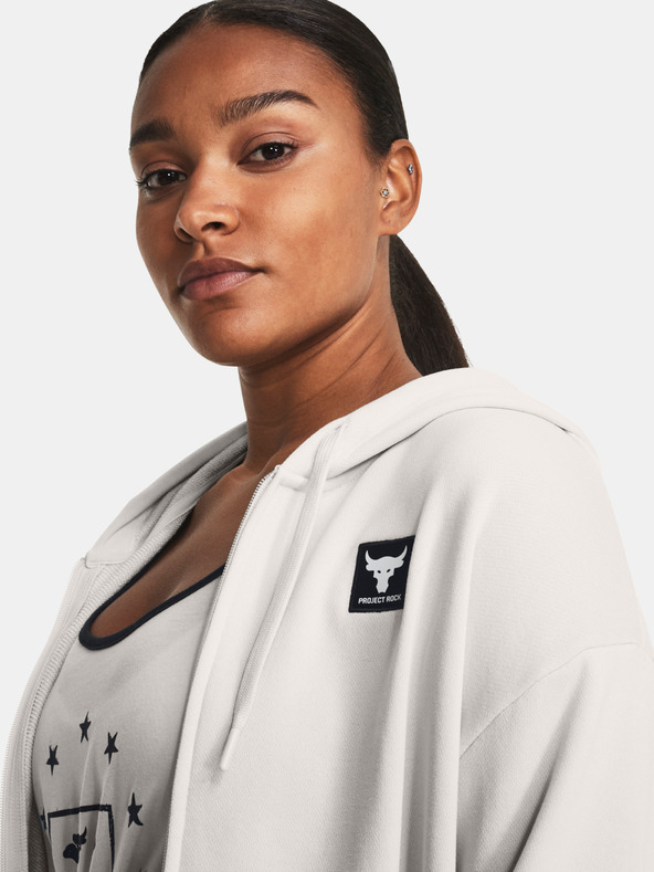 Under Armour Project Rock HW Terry FZ OS Sweatshirt Blanco