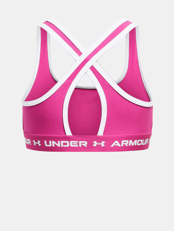 Under Armour G Crossback Mid Solid Girls Bra Rosa