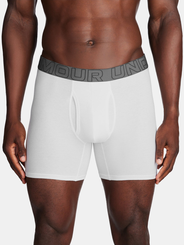 Under Armour UA Performance Cotton 6in Boxerky 3 ks Bílá