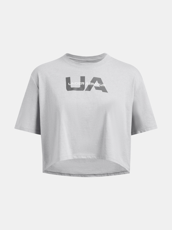 Under Armour UA Boxy Crop Branded SS T-shirt Gris