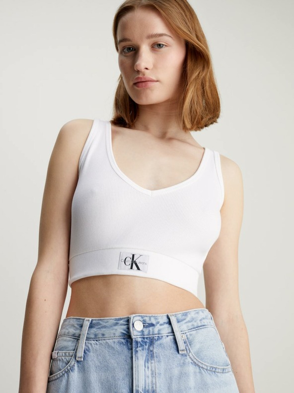 Calvin Klein Jeans Camiseta De Tirantes Blanco