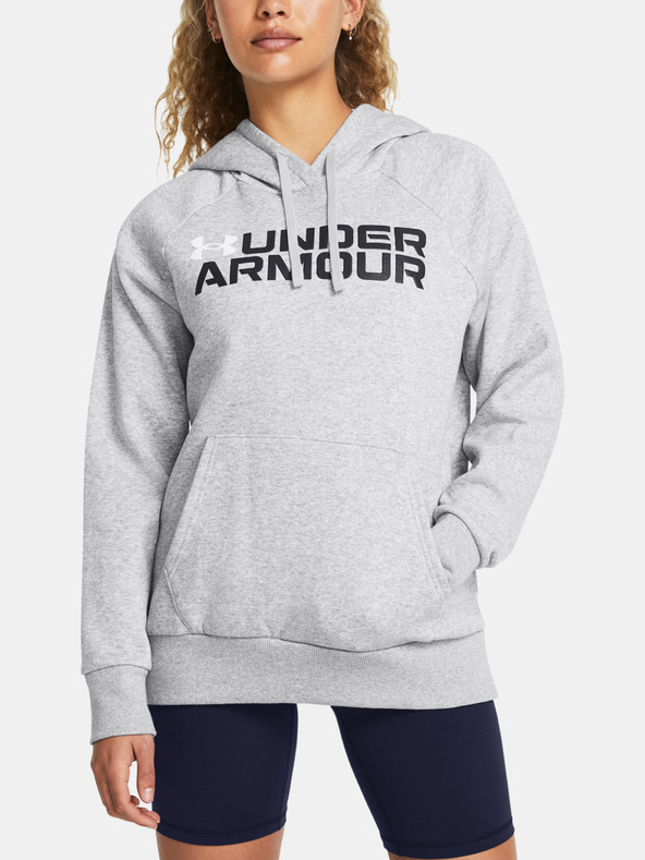 Under Armour Rival Fleece Wordmark Hoodie Sweatshirt Gris