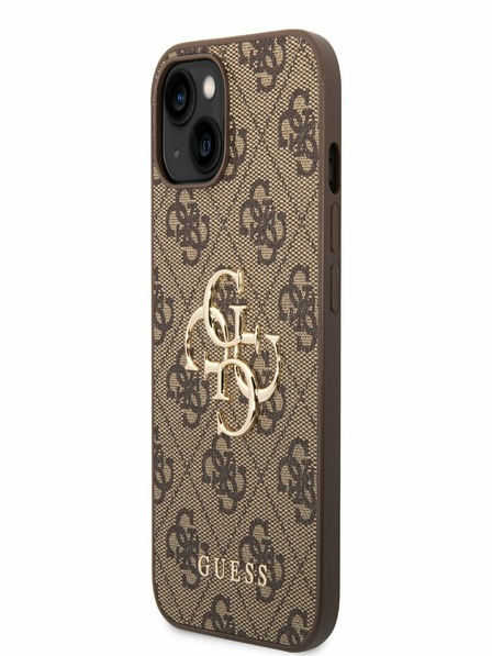 Guess PU 4G Metal Logo iPhone 14 Plus Brown Obal na telefon