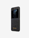 Guess PC/TPU Glitter Flakes Metal Logo Zadní Kryt pro Samsung Galaxy Z Flip 5 Black Obal na telefon