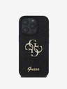 Guess PU Fixed Glitter 4G Metal Logo Zadní Kryt pro iPhone 16 Pro Max Black Obal na telefon