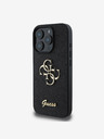 Guess PU Fixed Glitter 4G Metal Logo Zadní Kryt pro iPhone 16 Pro Max Black Obal na telefon