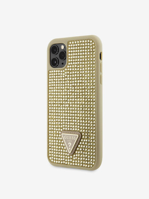 Guess Rhinestones Triangle Metal Logo Kryt pro iPhone 11 Pro Gold Obal na telefon