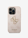 Guess PU 4G Metal Logo Zadní Kryt pro iPhone 15 Pro Max Pink Obal na telefon