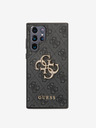 Guess PU 4G Metal Logo Zadní Kryt pro Samsung Galaxy S22 Ultra Grey Obal na telefon