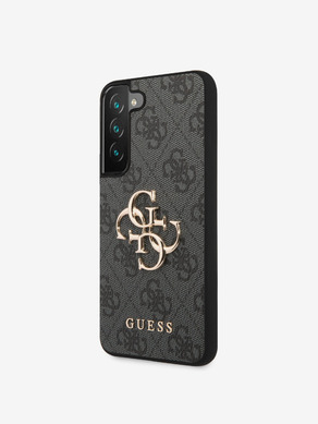 Guess PU 4G Metal Logo Zadní Kryt pro Samsung Galaxy S23 Grey Obal na telefon