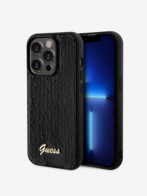 Guess Sequin Script Logo Zadní Kryt pro iPhone 14 Pro Black Obal na telefon