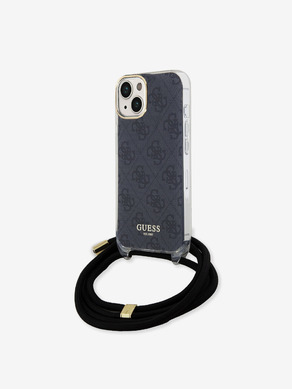 Guess IML 4G Printed Crossbody Popruh Zadní Kryt pro iPhone 15 Black Obal na telefon