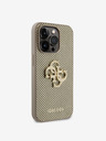 Guess PU Perforated 4G Glitter Metal Logo Zadní Kryt pro iPhone 14 Pro Max Gold Obal na telefon