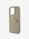 Guess PU Perforated 4G Glitter Metal Logo Zadní Kryt pro iPhone 14 Pro Max Gold Obal na telefon