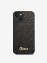 Guess PC/TPU Glitter Flakes Metal Logo Zadní Kryt pro iPhone 14 Black Obal na telefon