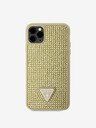 Guess Rhinestones Triangle Metal Logo Kryt pro iPhone 11 Pro Max Gold Obal na telefon