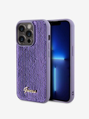 Guess Sequin Script Logo Zadní Kryt pro iPhone 15 Pro Max Purple Obal na telefon